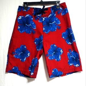 BKE Wet Men's Board Shorts Swim Trunks Size 32 Blue And Red